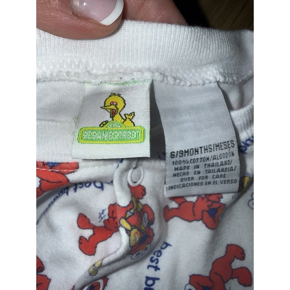 VTG Sesame Street Elmo Romper 6/9 Months‎ 6/9M Snap One Piece Long Sleeve